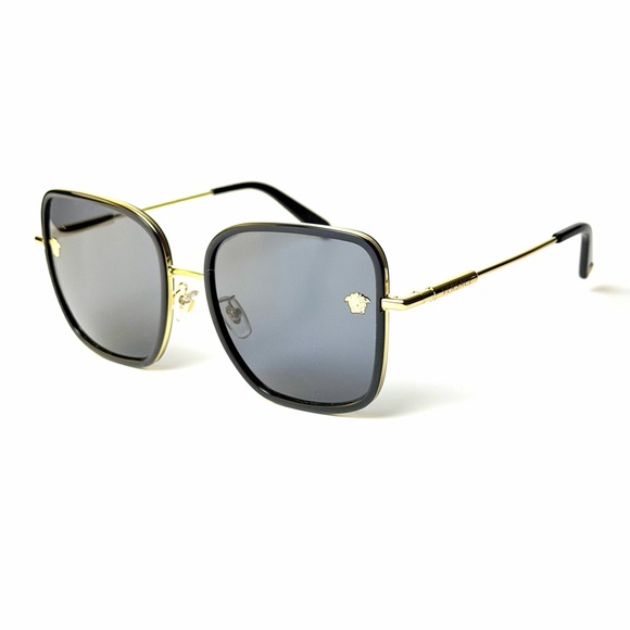 Versace Mod 2247D 1438/87 Black and Gold Square Sunglasses Authentic - Picture 9 of 10